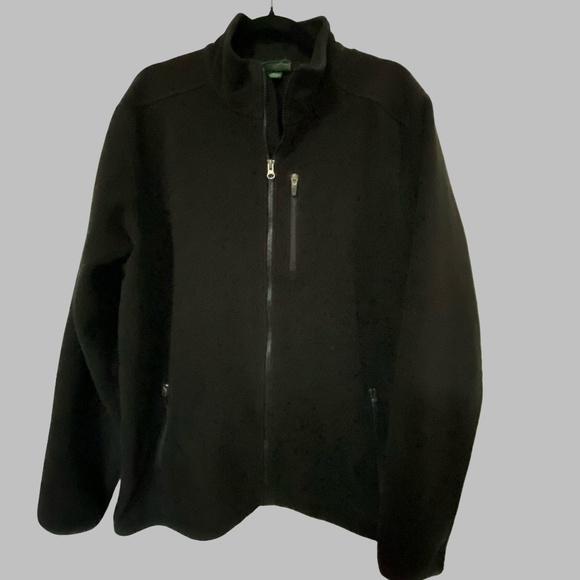 L.L. Bean Mens Large Tall Black Fleece Polartec Outdoor Zip Up Jacket- Sz-L/Tall - Picture 1 of 16